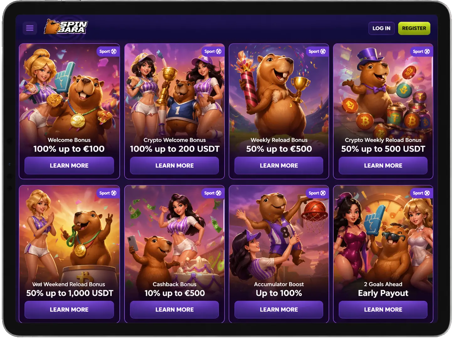 SpinBara sports betting bonuses with reloads and boosted odds